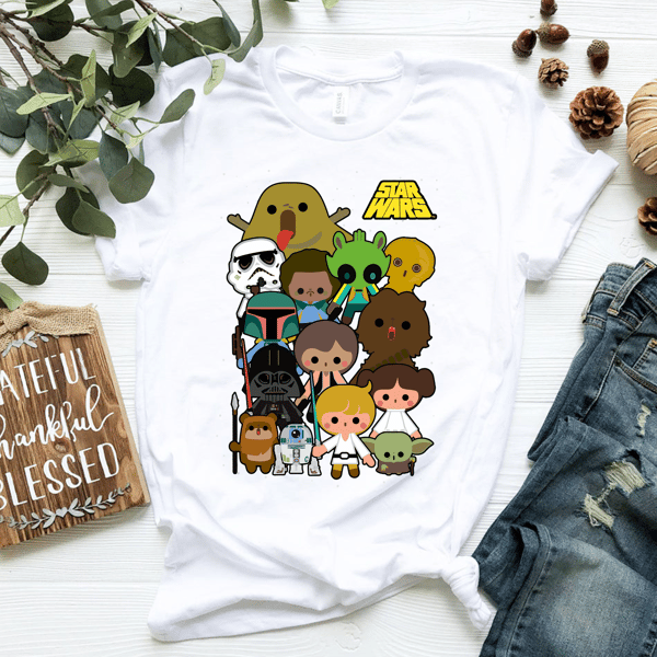 Star Wars Cute Cartoon Character Group Kawaii T-Shirt T-Shirt.png