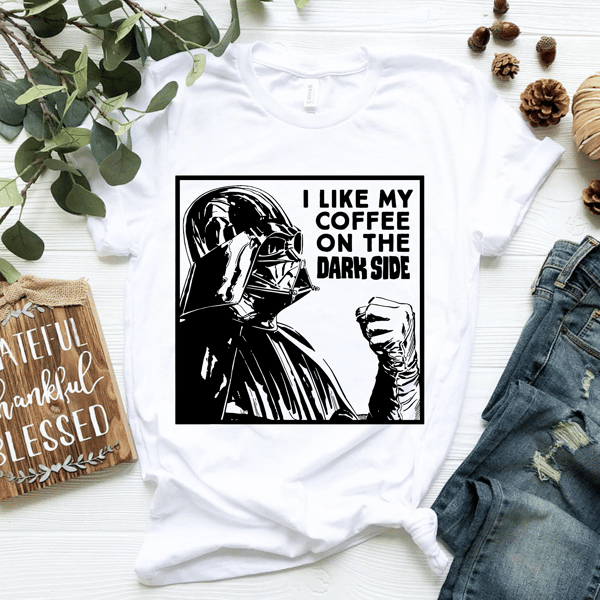 Star Wars Darth Vader I Like My Coffee On the Dark Side T-Shirt.png