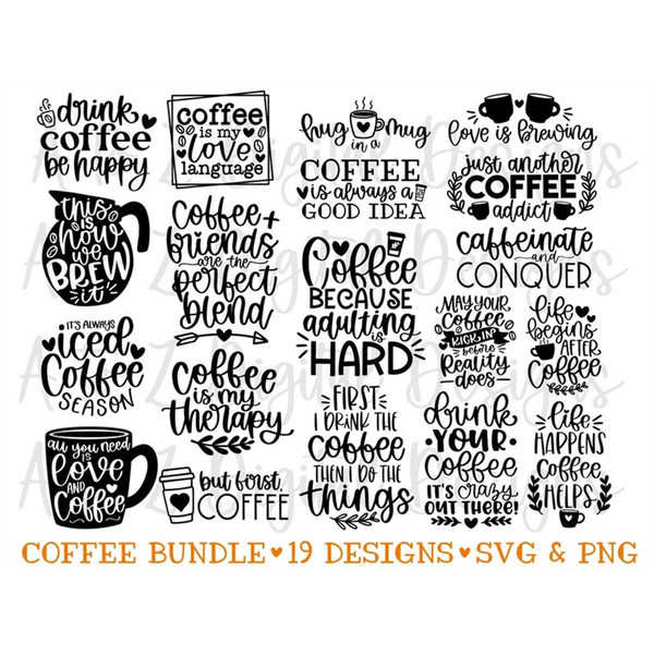 Coffee svg, coffee sayings svg bundle, iced coffee svg, caff - Inspire  Uplift