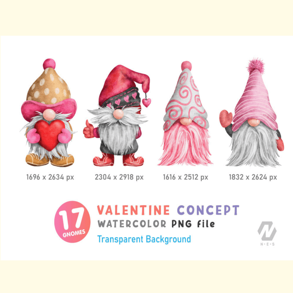 Gnome Valentine Watercolor PNG Clipart_ 1.jpg