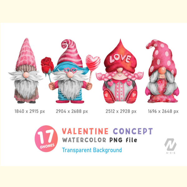 Gnome Valentine Watercolor PNG Clipart_ 2.jpg