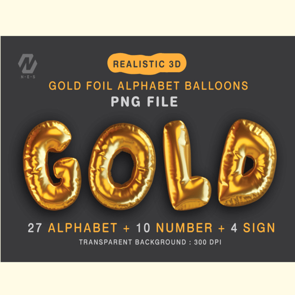 Gold Foil Alphabet Balloon Realistic PNG.jpg