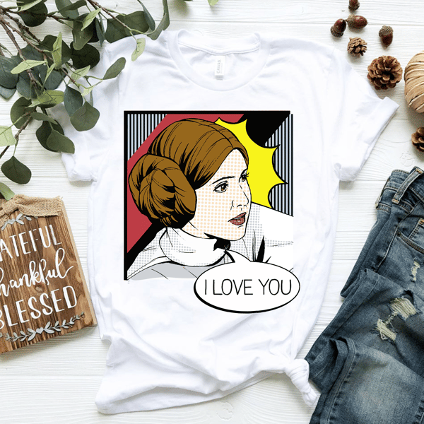 Star Wars Leia I Love You Pop Art Couples Graphic T-Shirt T-Shirt.png