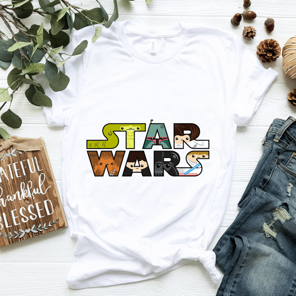 Star Wars Logo Character Close-Up Kawaii Style T-shirt T-Shirt.png