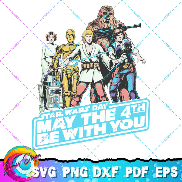 Star Wars May The Fourth Group Shot Retro Poster T-Shirt copy.jpg