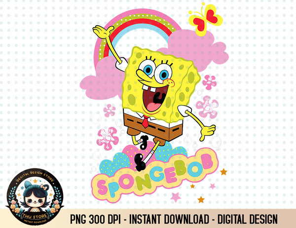 SpongeBob SquarePants Flowers And Rainbow T-Shirt copy.jpg