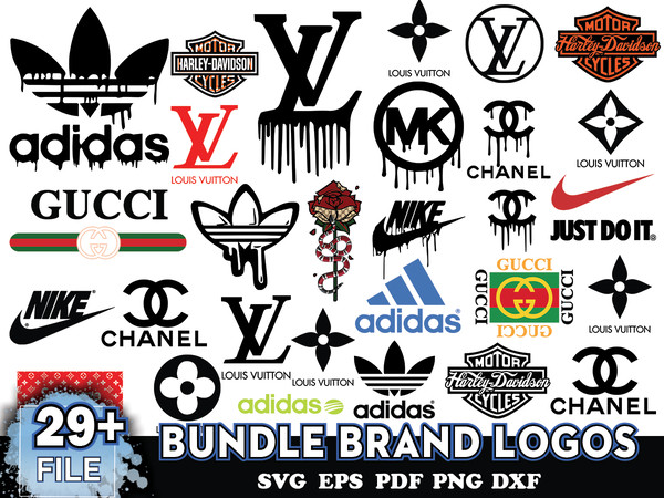 Gucci Chanel Louis Vuitton Logo Bundle Svg, Brand Svg - Inspire Uplift