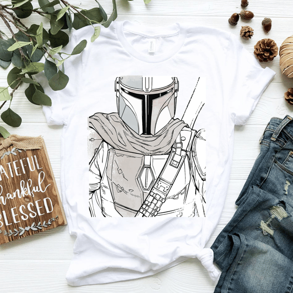 Star Wars The Mandalorian Muted Warrior T-Shirt.png