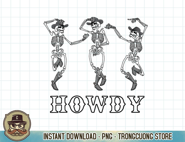 Retro Howdy Skeleton Cowgirl Dancing Cowboy Boots Horse T-Shirt copy.jpg