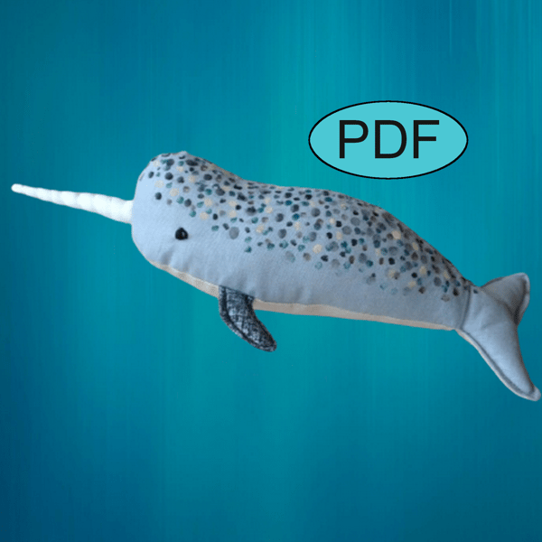 Narwhal toy pattern Plush sewing pattern & tutorial PDF Stuffed whale toy pattern  Narwhal doll  Plushie pattern 2.png