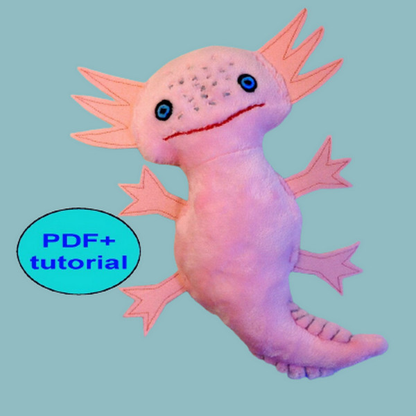 Stuffed animal pattern Axolotl  toy sewing  pattern Tutorial PDF  Plush pattern Plusie pattern Softie pattern 2.png