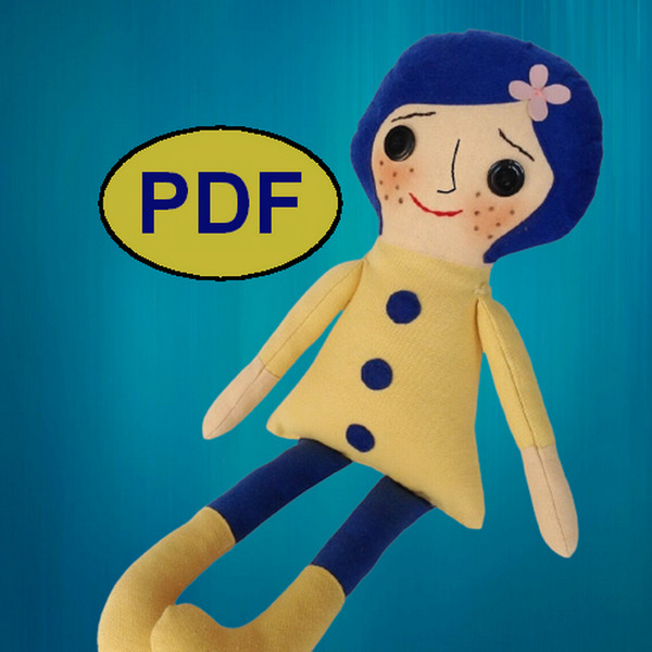 Coraline doll Rag doll pattern Cloth doll sewing pattern Tutorial PDF Handmade doll Heirloom doll Fabric doll pattern 1.png