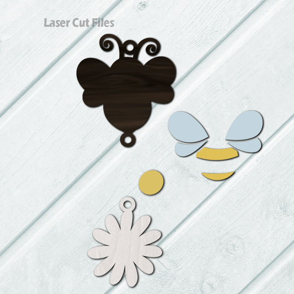 Daisy Bee Car Charm SVG Laser Cut Files Bee SVG Daisy SVG Inspirational SVG Glowforge Files 1.png