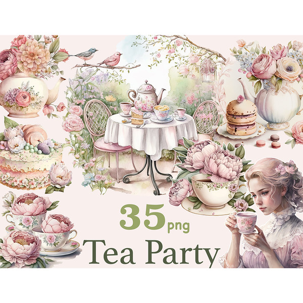 high tea party clip art