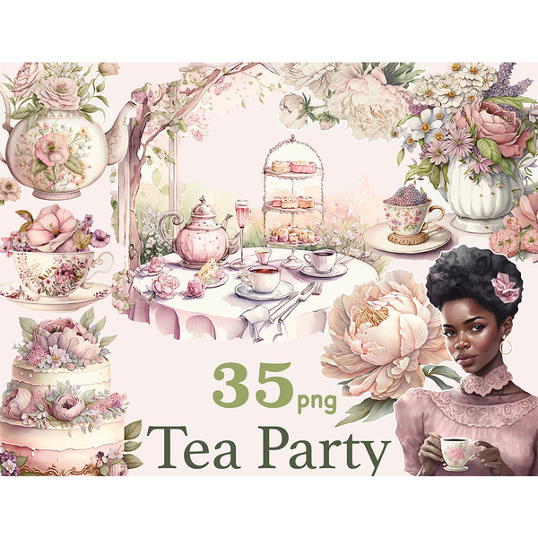 high tea party clip art