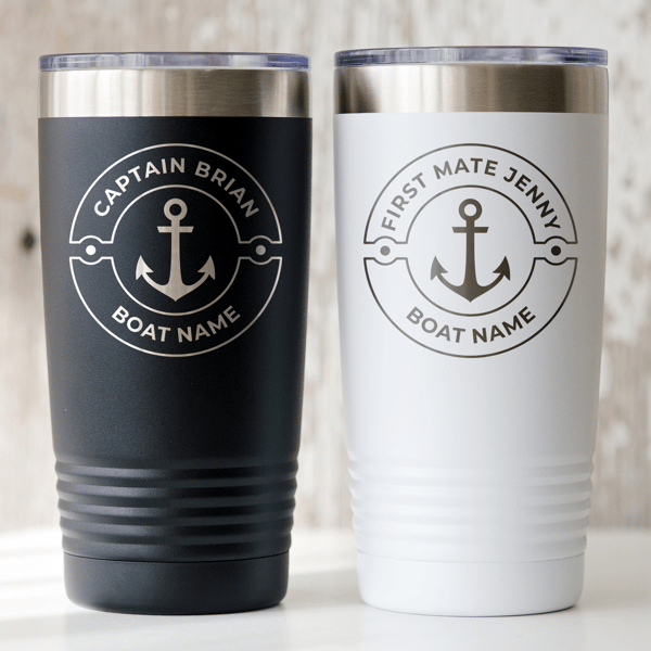 Personalized Captain First mate tumblers Boat accessories B - Inspire Uplift