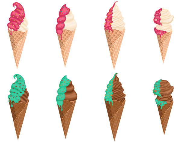 Colorful Ice Cream In Waffle Cone, Colorful Ice Cream, In Waffle Cone, Cream  PNG Transparent Image and Clipart for Free Download