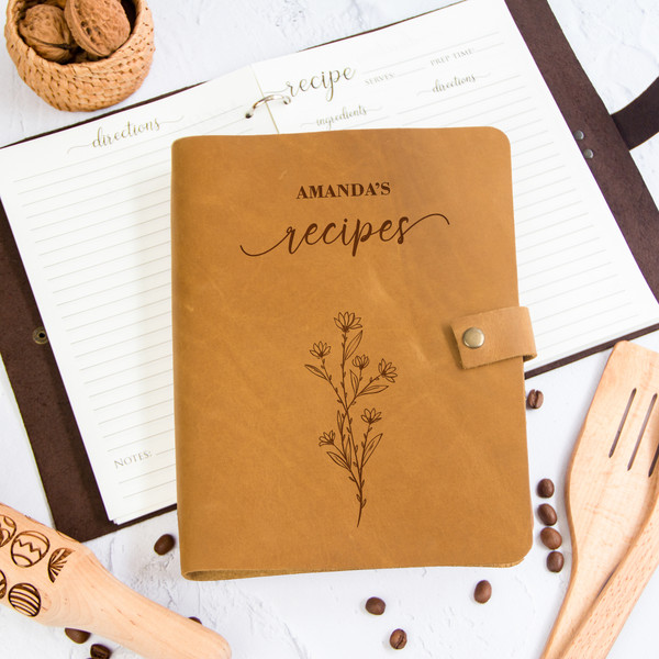 Personalized Blank Recipe Book with Kraft Brown Pages