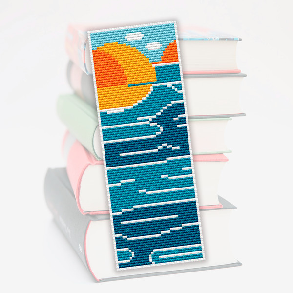 cross stitch bookmark pattern sunset