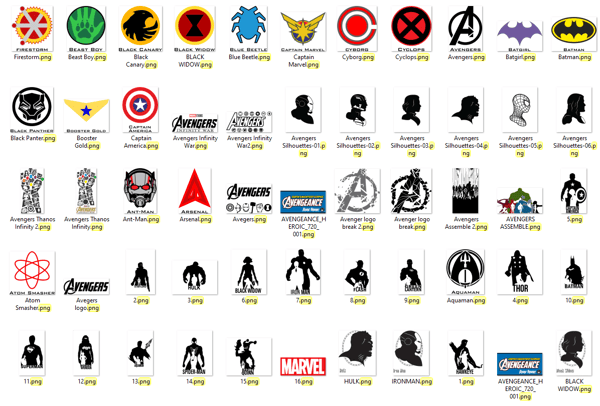 superhero logos list and names