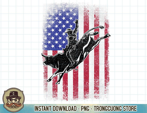 Bull Rodeo Riding Rider Cowboy Western American Flag.jpg