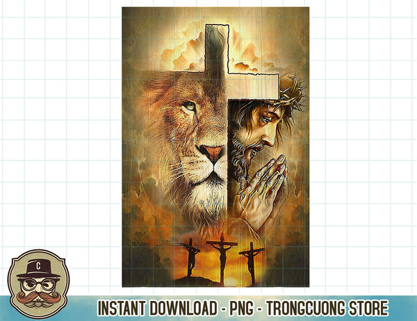 Jesus And Lion Christian God Faith Cross Christian Girl T-Shirt copy.jpg