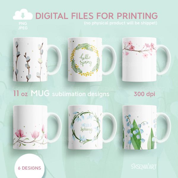 6 Sublimation Mug Template Png PNG File for Sublimation 