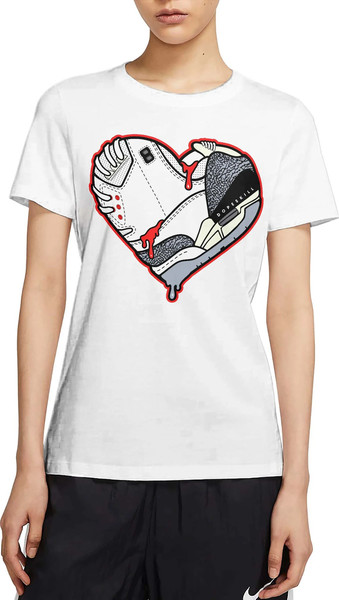 Heart Unisex Sneaker Shirt, Retro White Cement Reimagined 3s Tee, White Cement Reimagined 3s Dope Skill T-Shirt, Hoodie