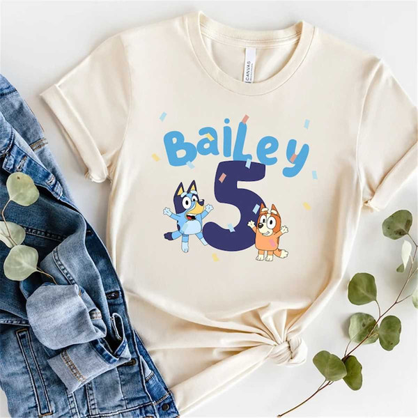 Custom Birthday Shirt, Bluey and Bingo Shirt, Bluey Birthday Tee, Bluey Character Shirts, Bluey Heeler Family, Bluey and Red 3XL Long Sleeve | Olafeu