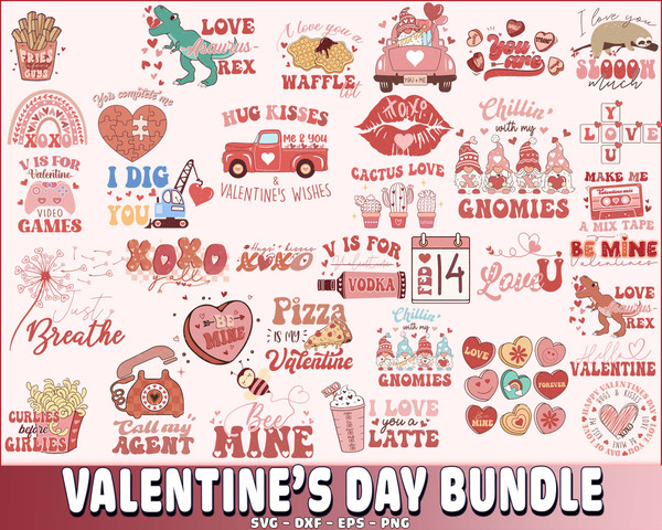 Retro Valentines Day SVG ,Messy, t-rex , Car , Love, Teeddy Valentine_s day SVG DXF EPS PNG.jpg