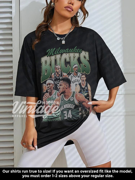 Milwaukee Bucks T-shirt, Retro Milwaukee Basketball Crewneck T-shirt,  Milwaukee 90s Logo Shirt