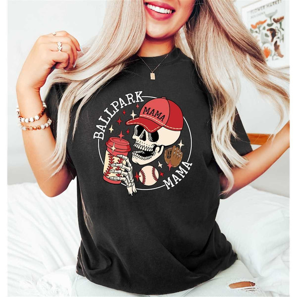 Baseball Mom Shirt Ballpark Mama Tshirt Baseball Skeleton 