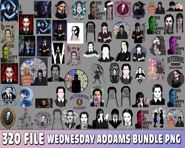 Wednesday Addams PNG Bundle - Netflix series bundle PNG - We