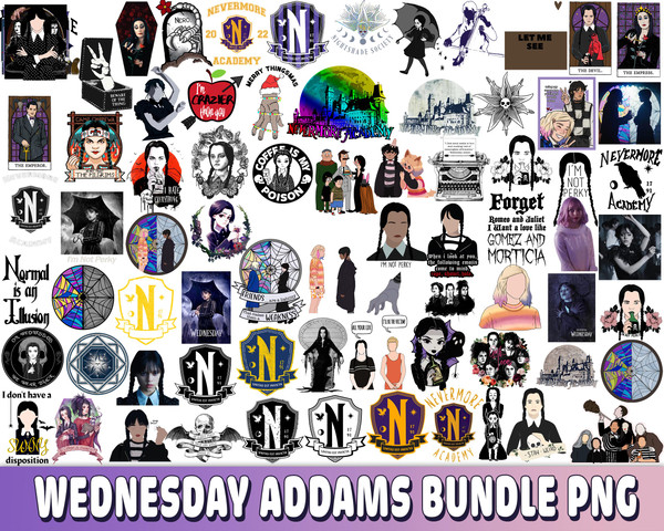 Wednesday Addams PNG Bundle - Netflix series bundle PNG - We