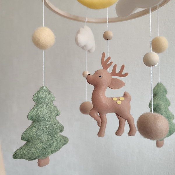 Deer baby crib mobile Woodland nursery decor_.jpeg