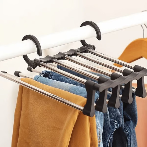 Space Saving Multi Pants Hanger With Clips - Inspire Uplift