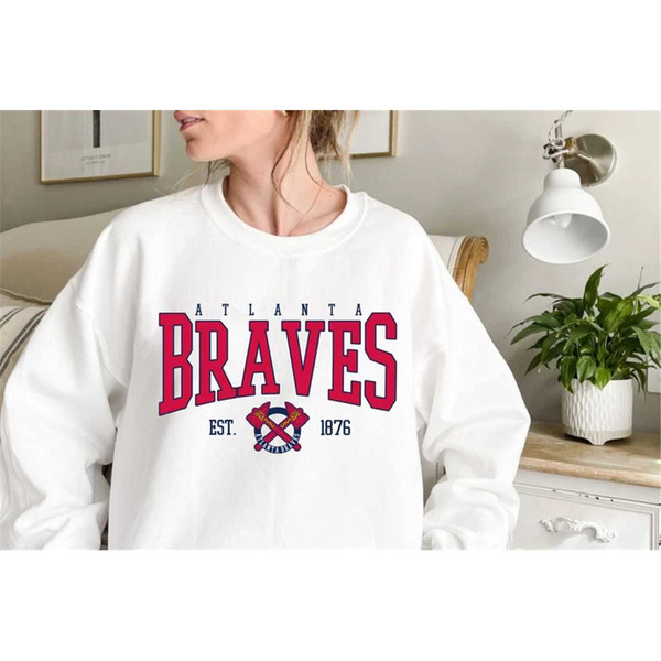 Vintage 90s Atlanta Braves Sweatshirt Atlanta Braves Crewneck