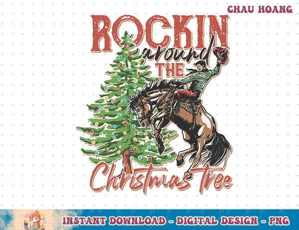 Western Rockin Around the Christmas Tree - 6x6 Canvas Art – Twisted Horn