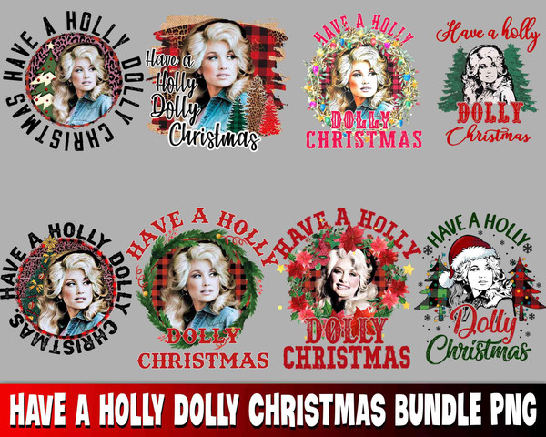 8 Have A Holly Dolly christmas bundle png kingbundlesvg.jpg