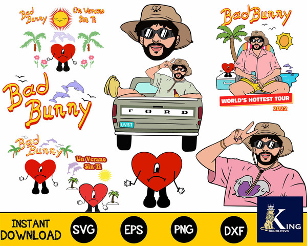 Bad Bunny SVG Mega Bundle  svg eps png, for Cricut, Silhouette, digital, file cut.jpg