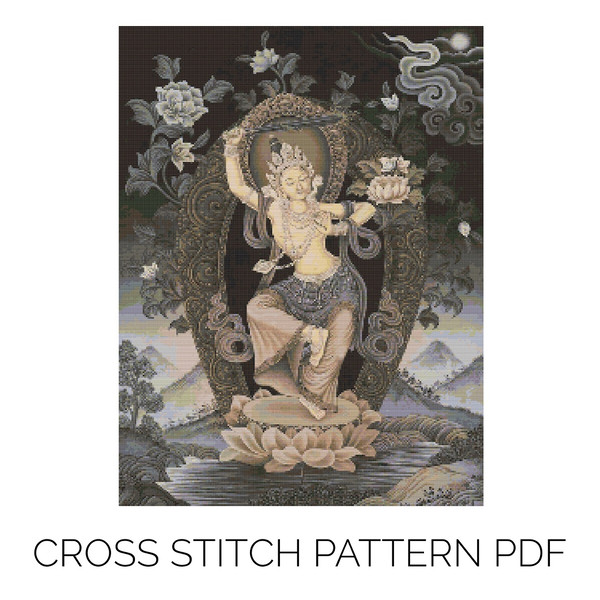 Thangka The Standing Manjushri Counted Cross Stitch Pattern 02 1080 x 1080.jpg