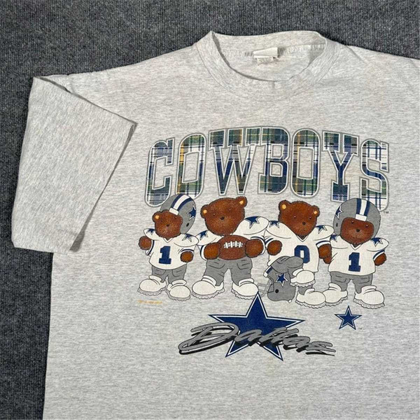 Vintage dallas cowboys shirt mens xl grey bear animal single