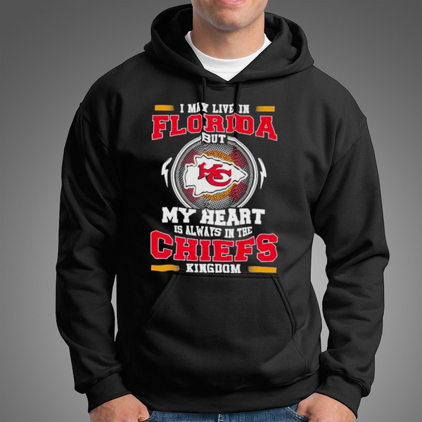 Kansas City Chiefs Shirt, I May Live in Florida But My Heart is Always in the Kansas City Chiefs Kingdom Shirt, NFL Tee