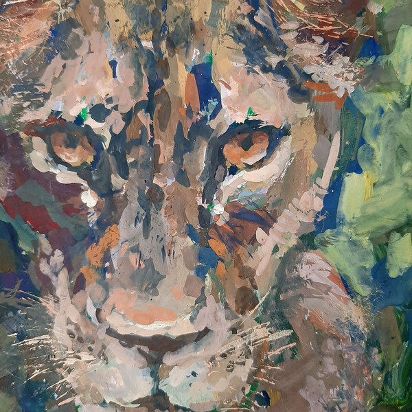 Wild animal in tropics. Gouache Painting on paper is unframed.