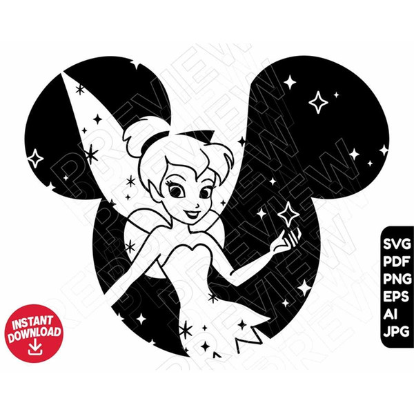 Tinkerbell SVG png clipart disneyland ears tinker , cut file - Inspire ...