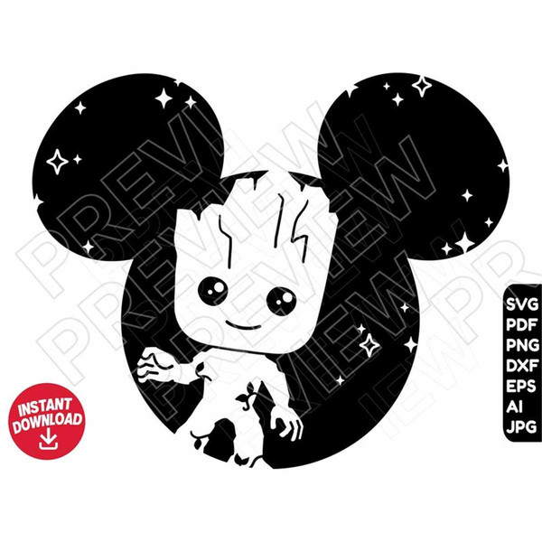 Groot SVG disneyland ears png dxf clipart , cut file outline