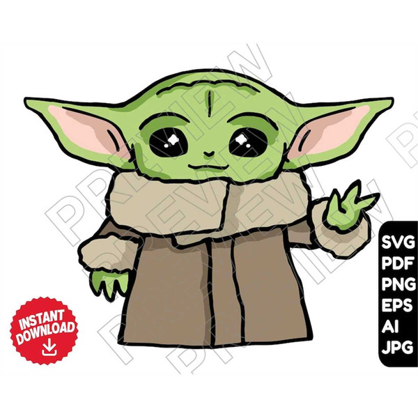 Baby Yoda SVG clipart , Vector file , Digital download - Inspire Uplift