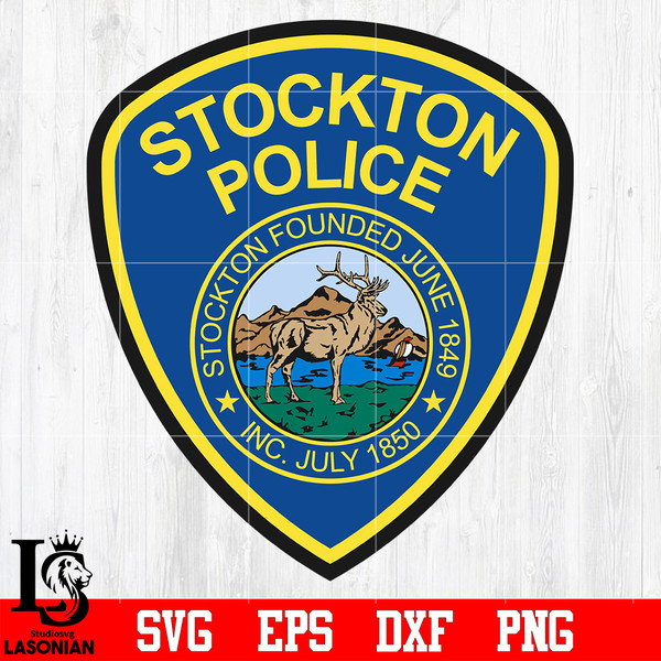 Badge Police Stockton found june 1849 svg eps dxf png file.jpg