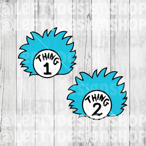 Thing One Thing Two Dr Seuss | SVG | PNG | Instant Download - Inspire ...