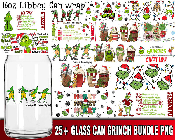 The Grinch Beer Can Glass, Merry Grinchmas, Libbey Glass